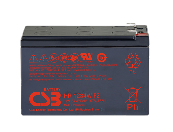 HR1234W F2，12V34W/Cel/1.67V/15Min，CSB BATTERY
